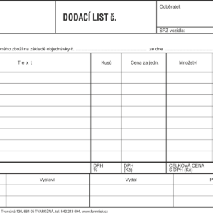 162071 Dodací list A5, samopropisovací.