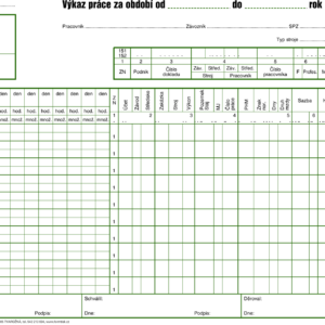 275061 Výkaz práce za období od....do....20.... blok 100 listů, A4,  samopropisovací.