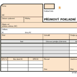 167015 Příjmový pokladní doklad číslovaný, samopropisovací, 2 list, stvrzenka s DPH