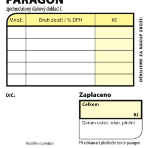 126440 Paragon samopropisovací nečíslovaný, zjednodušený daňový doklad