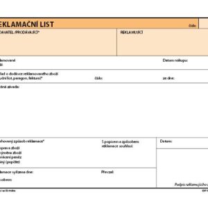 128381 Reklamační list A5, samopropisovací.