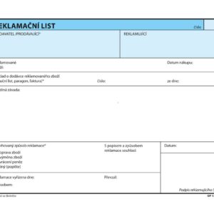 128382 Reklamační list A5, samopropisovací.