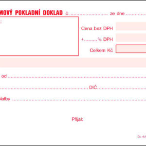 167001 Příjmový pokladní doklad A6 , jednoduché účetnictví, 50 listů, EKO.