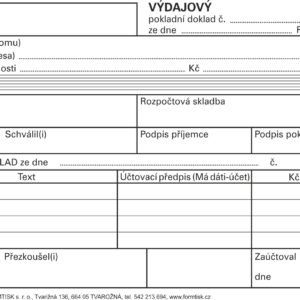 167020 Výdajový pokladní doklad A6, EKO.