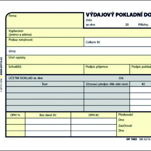 167023 Výdajový pokladní doklad A6, samopropisovací, s DPH.