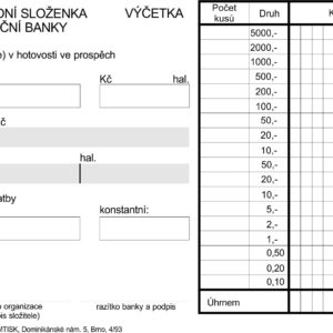 167050 Pokladní složenka banky A6, xerox 60 g.