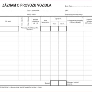 176112 záznam o provozu vozidla (podnikatel-referent) A5, číslovaný, EKO.